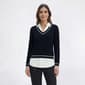 Womens Adrianna Papell Tipped Long Sleeve Two In One Sweater - image 2