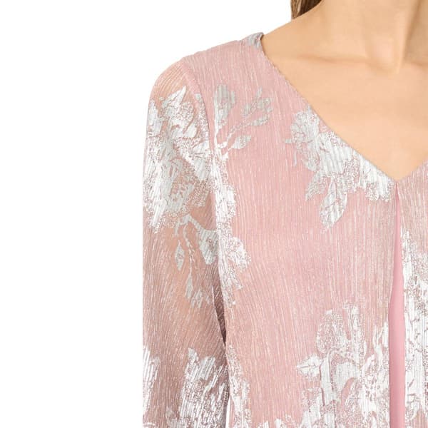 Womens MSK 3/4 Sleeve Floral Shimmer Flyaway Blouse