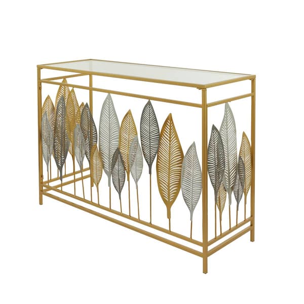 9th & Pike(R) Gold-Tone Metal Contemporary Console Table - image 