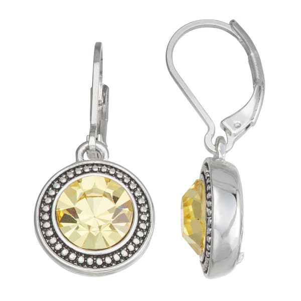 Napier Silver-Tone & Yellow Single Drop Leverback Earrings