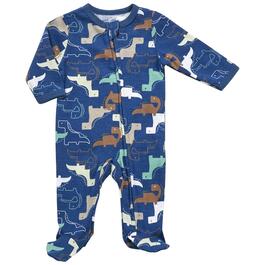 Baby Boy &#40;NB-9M&#41; Mini Hop Dino Zip Footie Pajamas