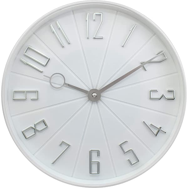 Modern White & Silver Wall Clock - image 