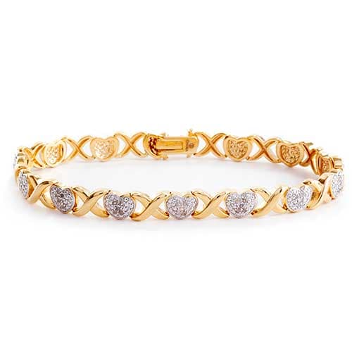 Gianni Argento Gold Plated X Hearts Bracelet - image 