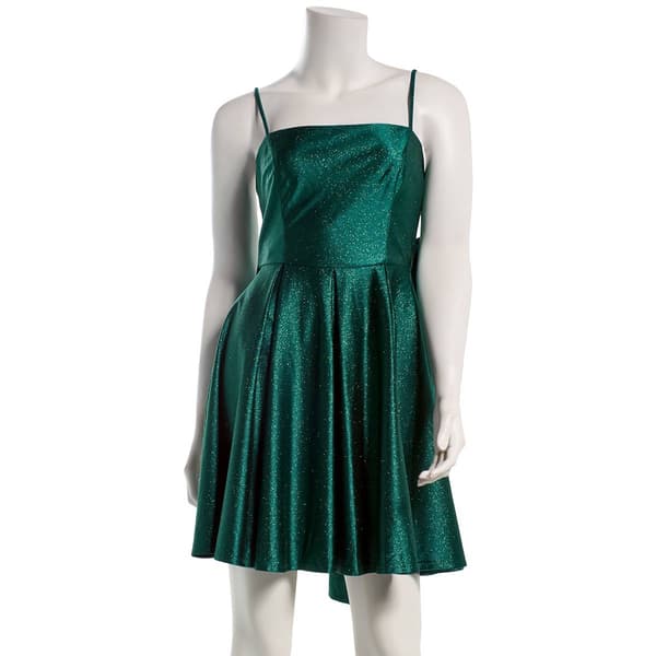 Juniors Emerald Sundae Glitter Knit Bow Back Skater Dress