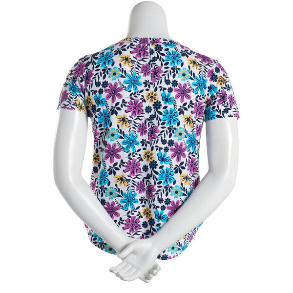 Plus Size Hasting & Smith Short Sleeve Floral Henley