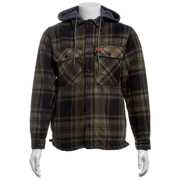 Mens Mountain Ridge Plaid Polar Fleece Jacket - Green Plaid