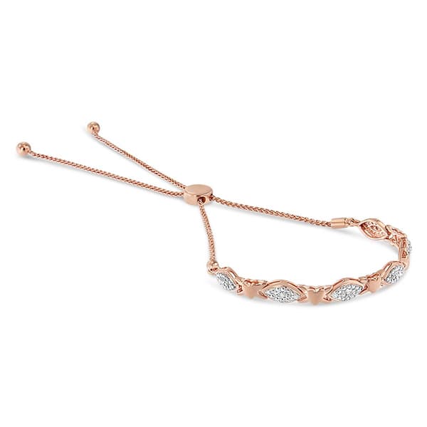 Haus of Brilliance 14kt. Rose Gold Plated Diamond Bolo Bracelet