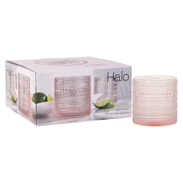 Home Essentials Halo Set of 4 Blush Double Old Fashion Glasses - image 