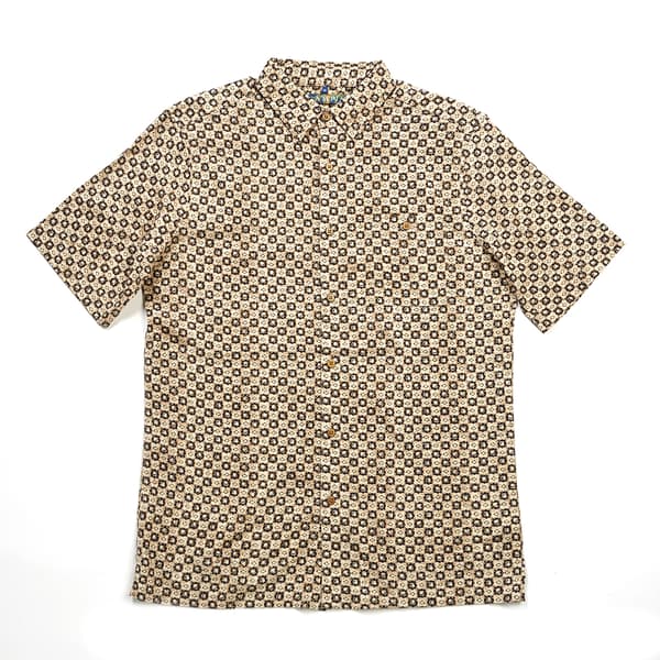 Mens Campia Short Sleeve Geometric Button Down Shirt - Camel - image 