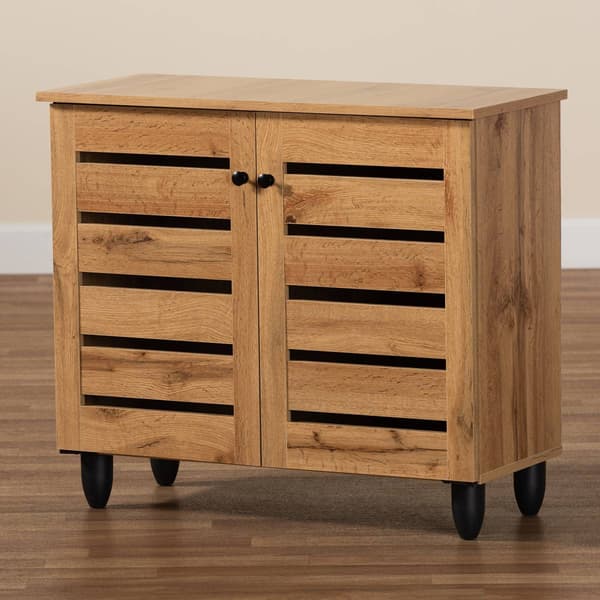 Baxton Studio Gisela Oak Brown Wood 2-Door Shoe Storage Cabinet