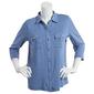 Petite Hasting & Smith 3/4 Sleeve Roll Tab Button Front Print Top - image 1