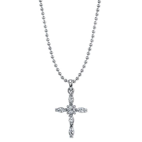 Symbols of Faith Silver-Tone Cross Necklace