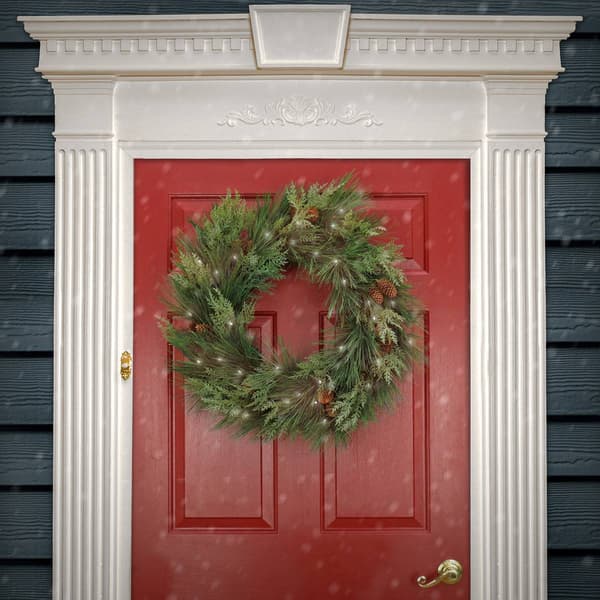 National Tree 28in. Black Tie Xmas Needles & Cedar Wreath