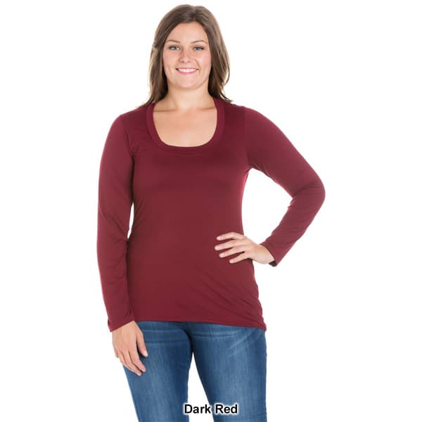 Plus Size 24/7 Comfort Apparel Scoop Neck Long Sleeve Tee