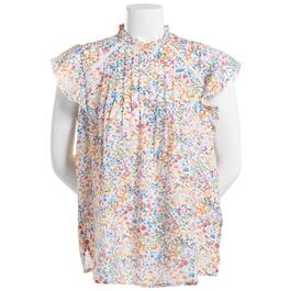 Womens Nanette Lepore Flutter Sleeve Pleated Ditsy Floral Blouse