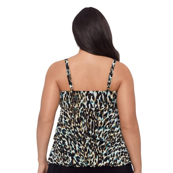 Plus Size TrimShaper Leona Leopard In The Mist Tankini Swim Top