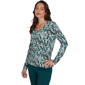 Womens Emaline Key Items Long Sleeve V Neck Abstract Tee - image 3