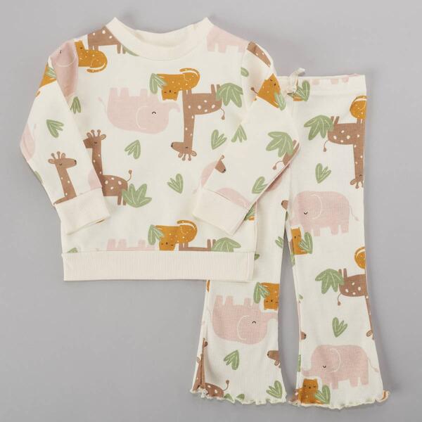 Baby Girl &#40;12-24M&#41; bon bebe&#40;R&#41; Cozy Safari & Flare Pants Set - image 