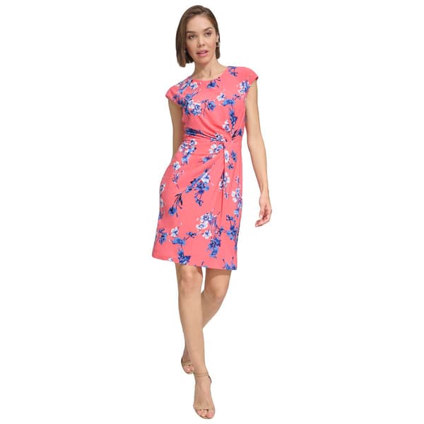 Womens Tommy Hilfiger Sleeve Print ITY Side Twist Dress