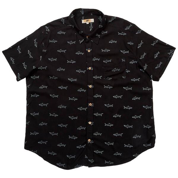 Mens Big & Tall Joe Marlin Shark Button Down Shirt - Black - image 