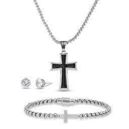 Mens Gentlemen''s Classics(tm) Cross Necklace/Bracelet/Earring Set