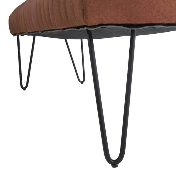 9th & Pike® Modern Farmhouse Brown Leather Bench