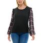 Womens Zac & Rachel Long Plaid Sleeve Hacci Blosue - image 1