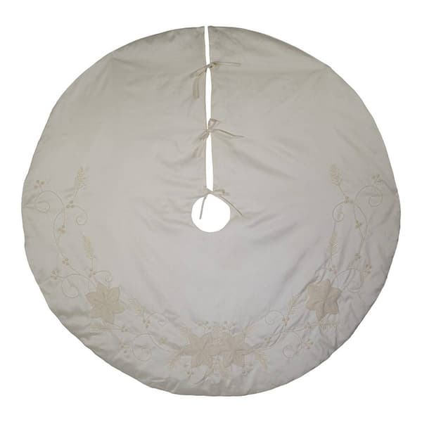 Kurt S. Adler 54in. Ivory with Pearl Beads Tree Skirt - image 