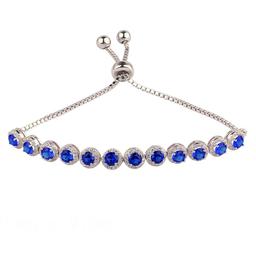 Gemstone by Gianni Argento Round Halo Adjustable Bracelet