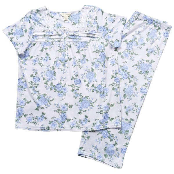 Womens Laura Ashley® Floral Lace Trim Pajama Set
