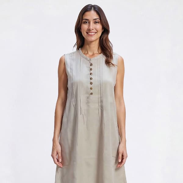 Womens Dash Sleeveless Pintuck Solid Shift Dress