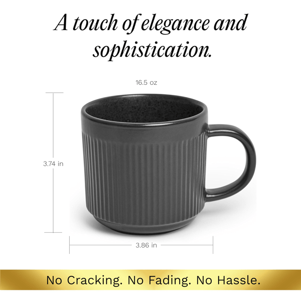 Sango Anderson Black Ceramic 16.5oz.Coffee Mugs - Set of 4