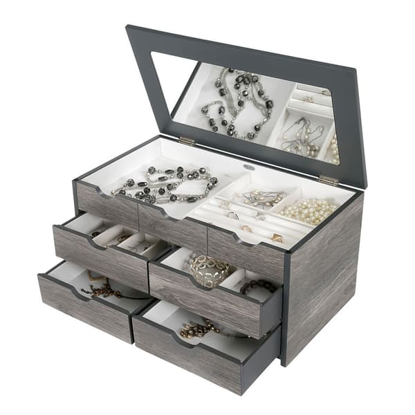 Mele & Co. Coventry Wooden Oceanside Grey Jewelry Box