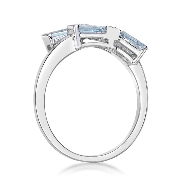 Gemminded 5x2.5mm Aquamarine Ring w/ White Topaz