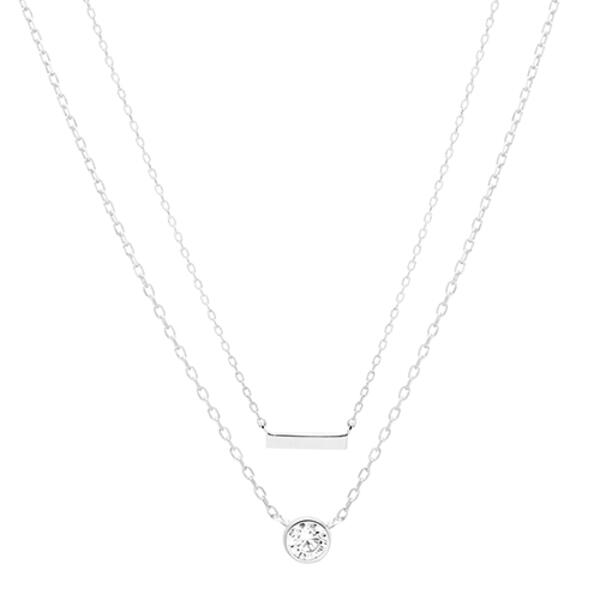 Fine Silver Plated Double Layered Pendant Necklace - image 