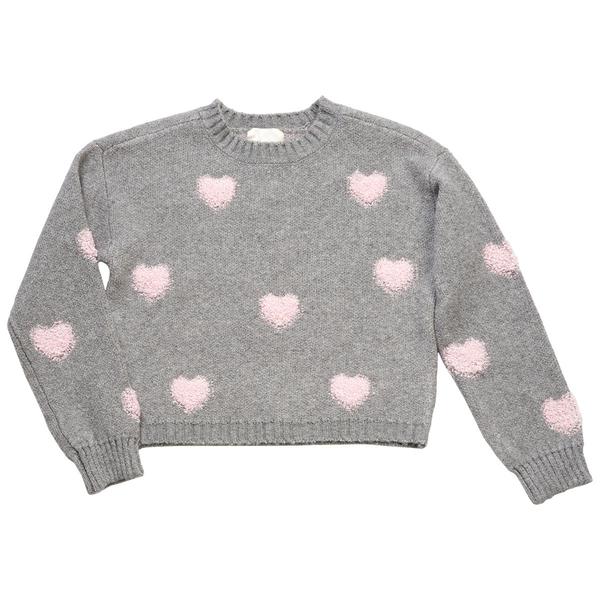 Girls (7-16) No Comment Mossy Heart Pullover Sweater - image 