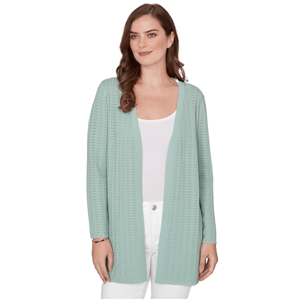 Womens Emaline Seabreeze Essence Long Sleeve Pointelle Cardigan