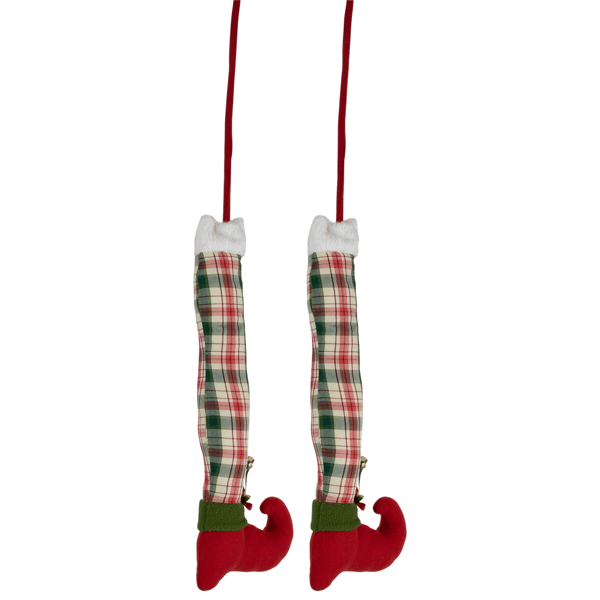Northlight Red & Green Plaid Elf Leg Christmas Picks - Set of 2