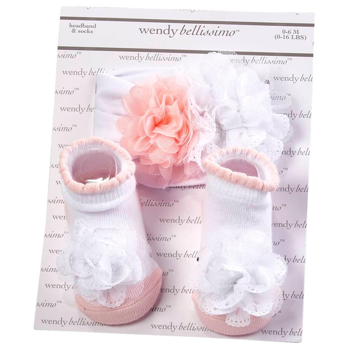 Baby Girl Wendy Bellissimo™ Flower Headband & Socks Set