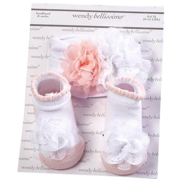 Baby Girl Wendy Bellissimo Flower Headband & Socks Set - image 