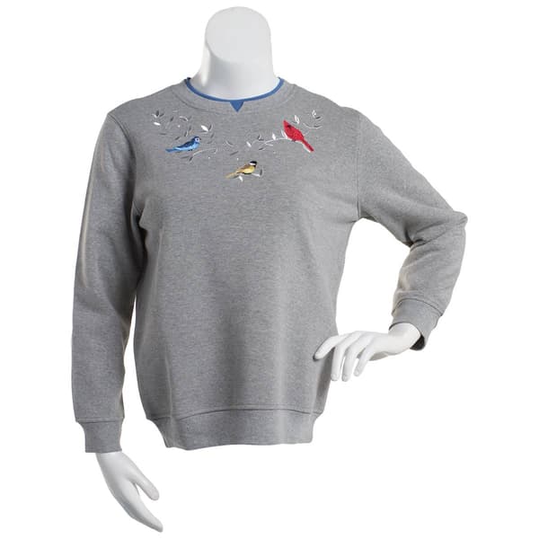 Petites Hasting &amp; Smith Embroidered Birds Pullover Sweater
