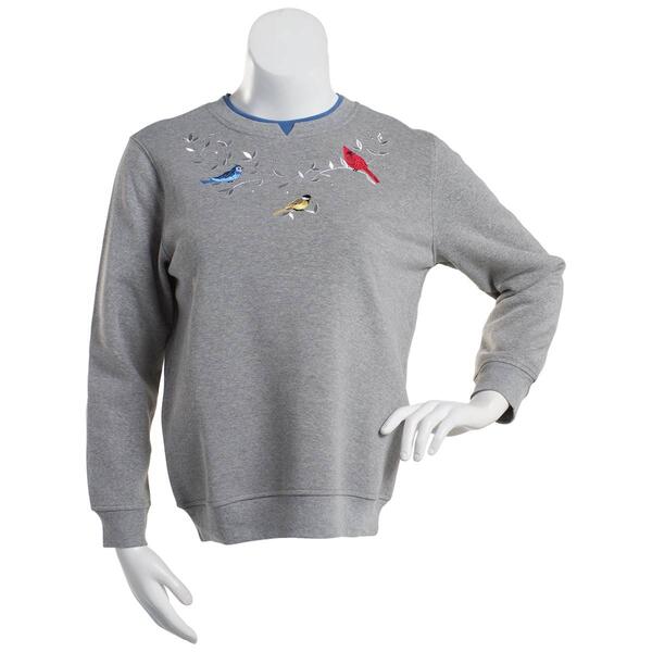Petites Hasting &amp; Smith Embroidered Birds Pullover Sweater - image 
