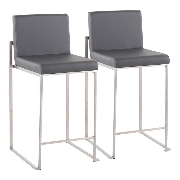 LumiSource Fuji Contemporary High Back Counter Stools - Set of 2
