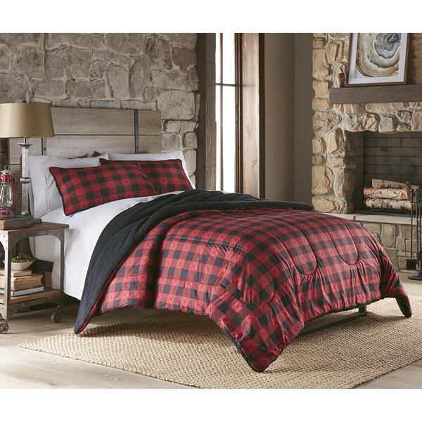 Micro Flannel&#40;R&#41; Buffalo Check Reverse to Sherpa Comforter Set - image 