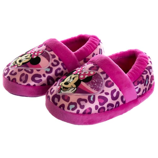 Little Girls Disney Minnie Mouse Leopard Print Slippers