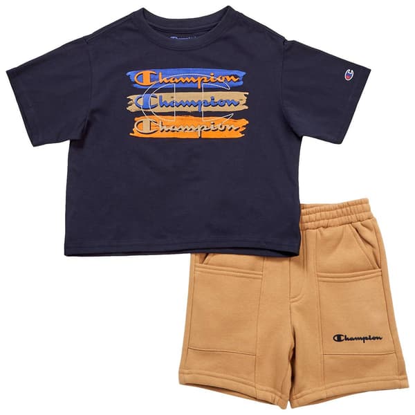 Boys (4-7) Champion Oversized Graphic Tee & Shorts Set-Dark Navy - image 