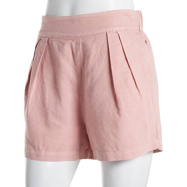 Womens Andrew Marc Sport Washed Linen Pleated Pull On Shorts - image 