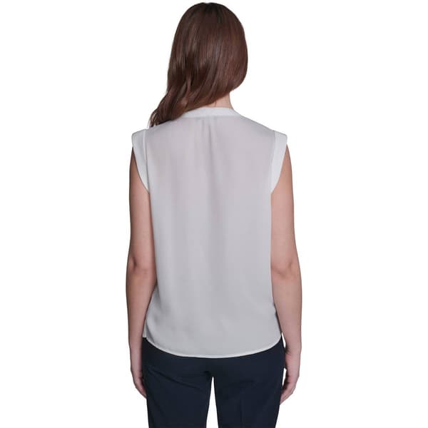 Womens Tommy Hilfiger Sleeveless Pleated Button Front Blouse