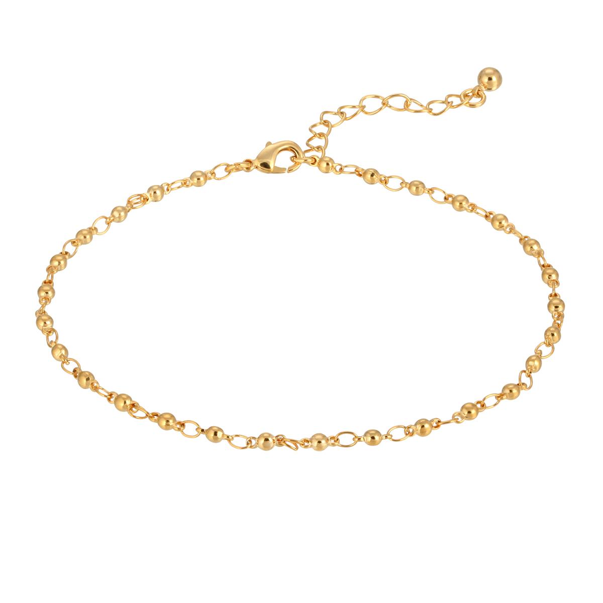1928 Gold Tone Beaded Chain Ankle Bracelet