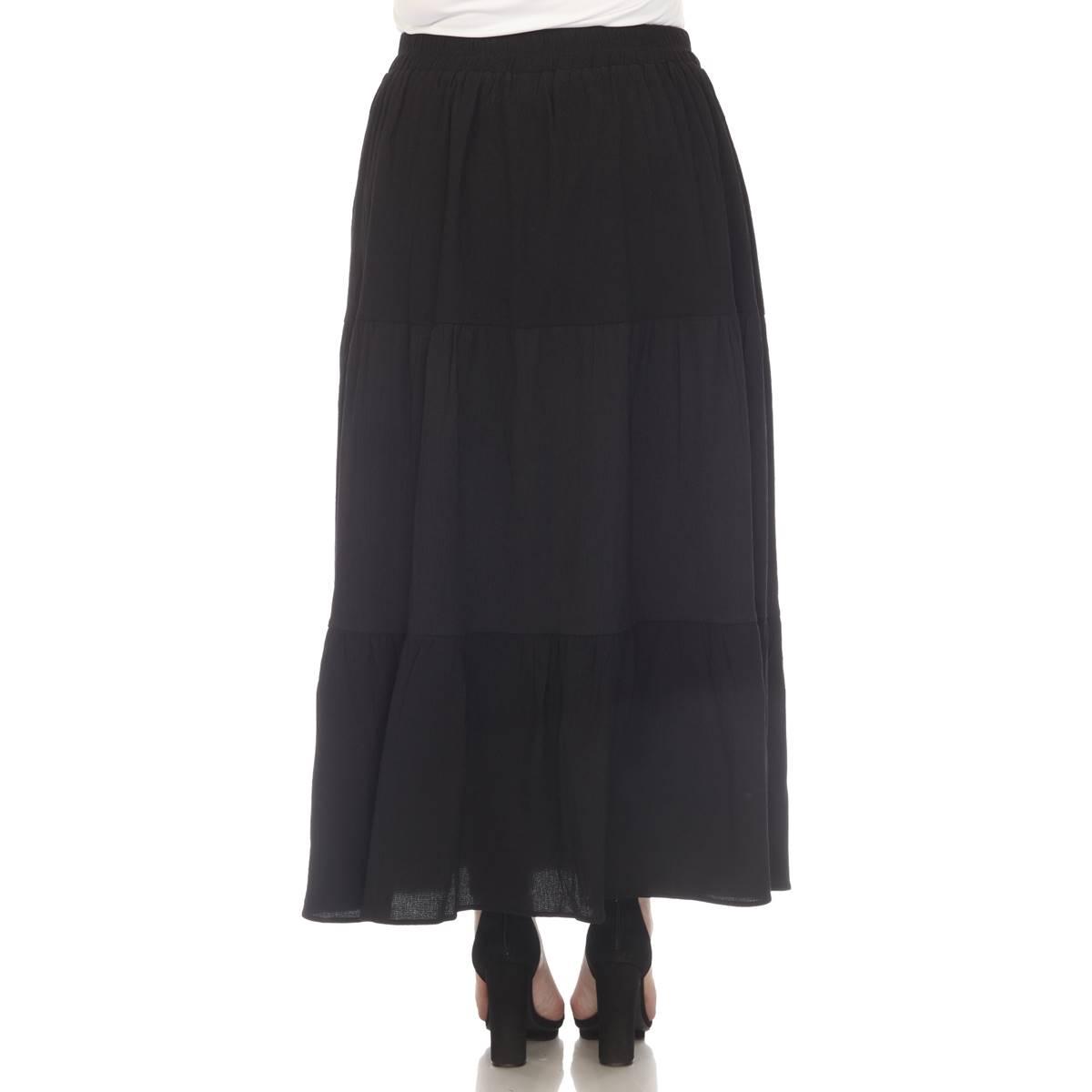 Plus Size White Mark Pleated Tiered Maxi Skirt